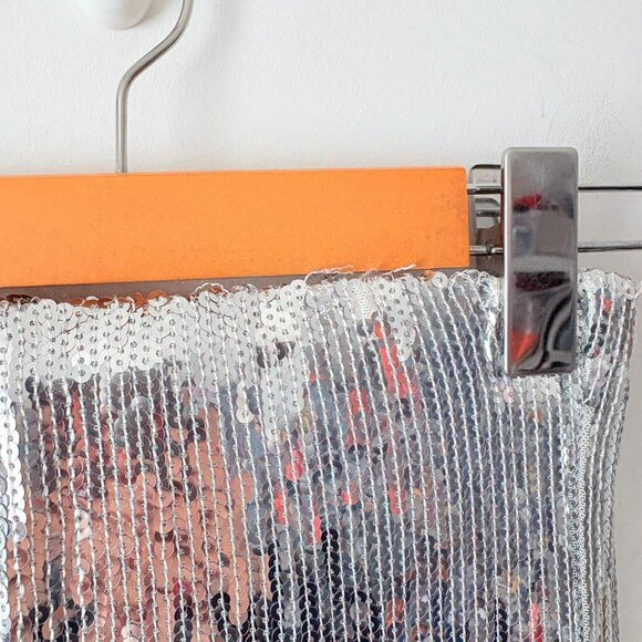 Oak + Fort Sequin Tube Midi Dress Silver NWT Size XS - Picture 10 of 14